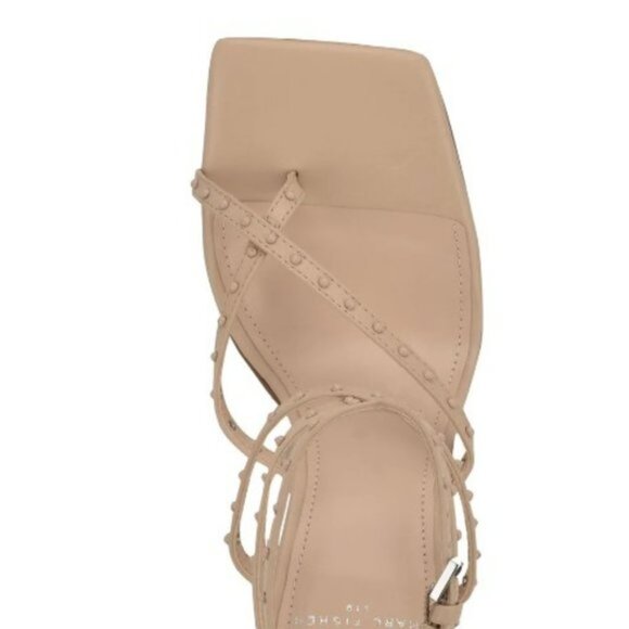 Marc Fisher Dallin Tan Ankle Strap Stiletto Heels Square Toe Sandals Size 8 - Picture 4 of 14